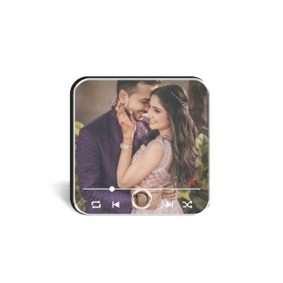 Engagement Gift for Couple, Sister Jiju, Bhaiya Bhabhi & Best Friend Personalized Musical Fridge Magnet Couple Photo Memory Magnet Frame